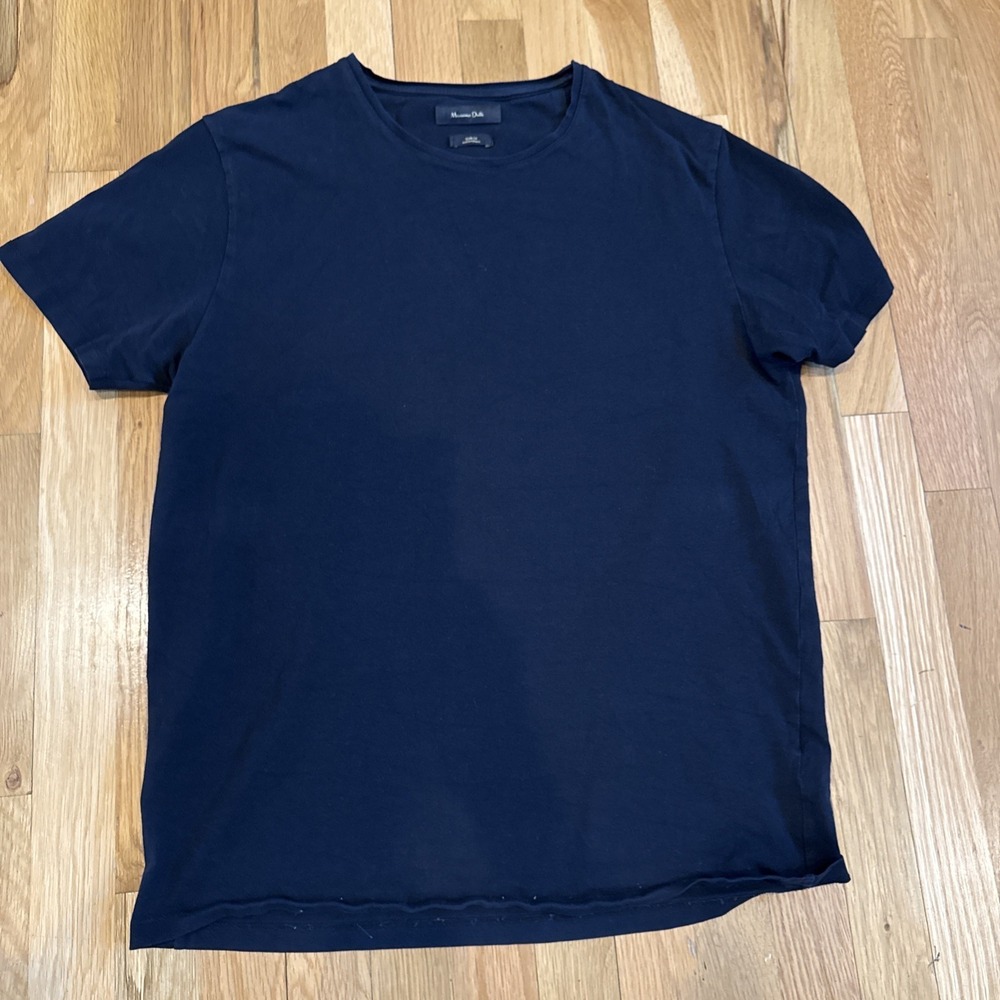 Massimo Dutti Mens‎ Black Cotton T-Shirt Size XL